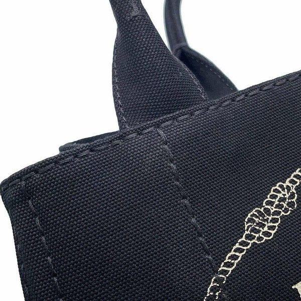 プラダ トートバッグ カナパ トート キャンパス 1BG439 PRADA ストライプ ショルダーバッグ 黒