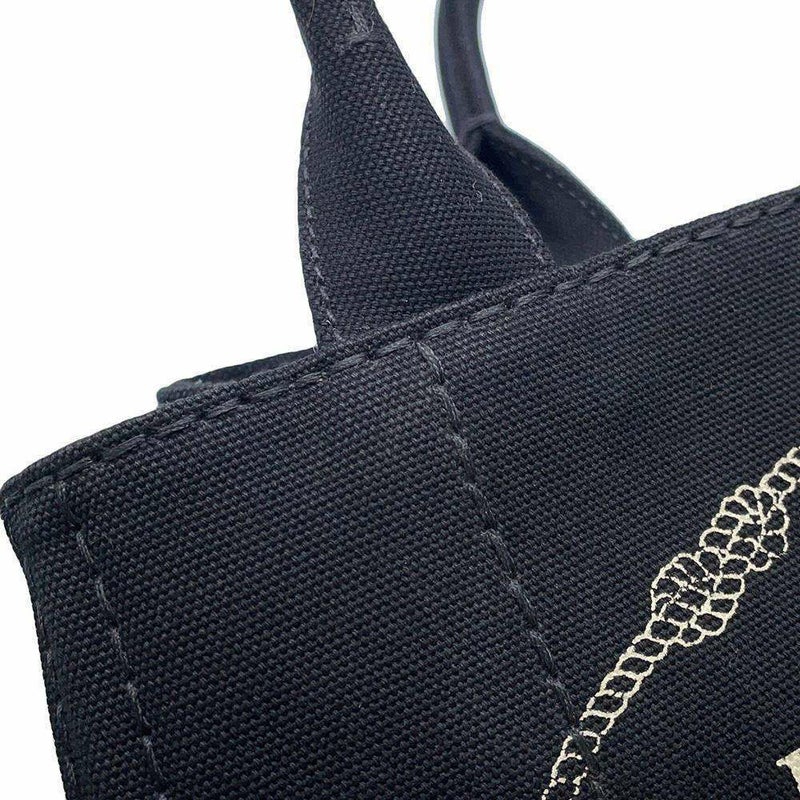 プラダ トートバッグ カナパ トート キャンパス 1BG439 PRADA ストライプ ショルダーバッグ 黒