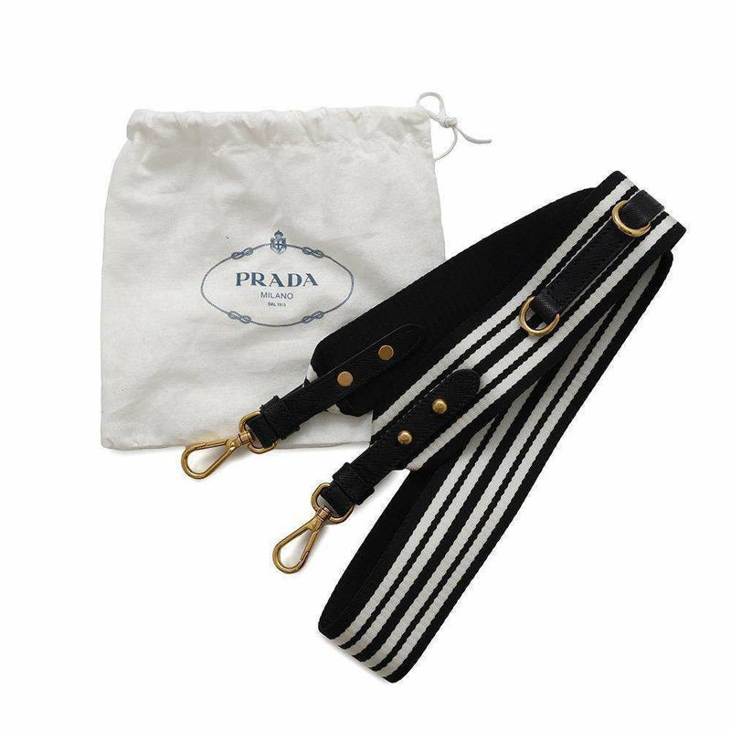 プラダ トートバッグ カナパ トート キャンパス 1BG439 PRADA ストライプ ショルダーバッグ 黒