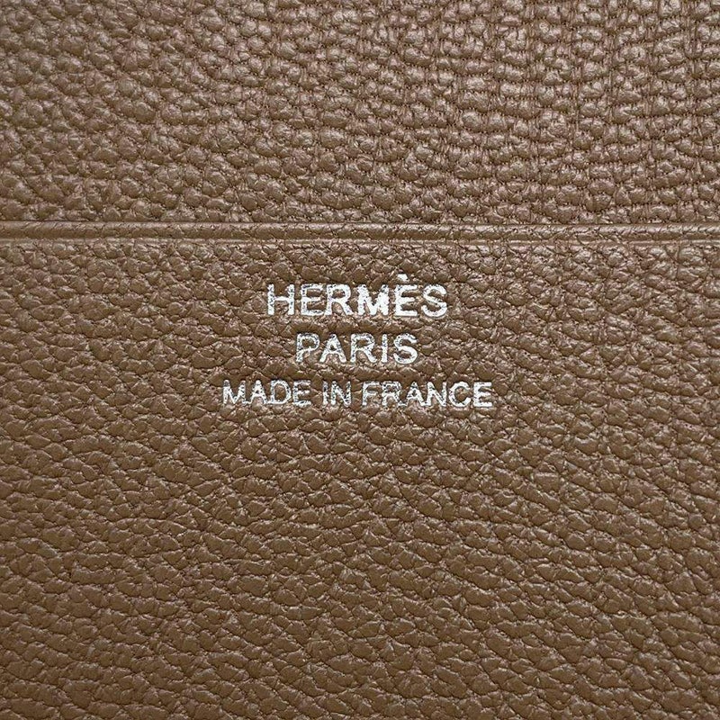 エルメス 三つ折り財布 ベアン コンビネ エトゥープ/シルバー金具 シェブルミゾル W刻印 シェーブル