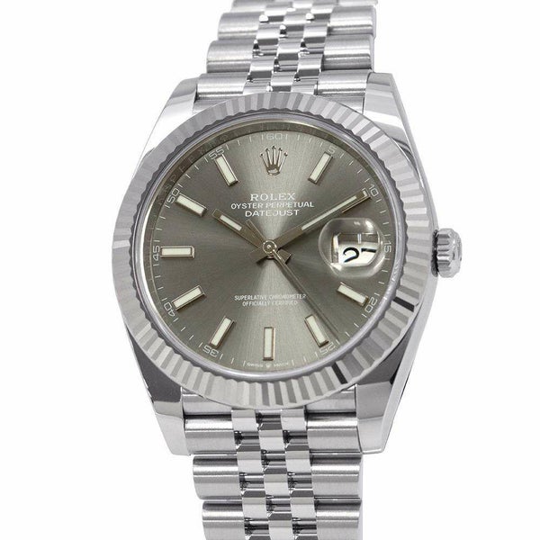 ロレックス デイトジャスト41 SS/K18WG ランダムシリアル ルーレット 126334 ROLEX 腕時計 スレート文字盤