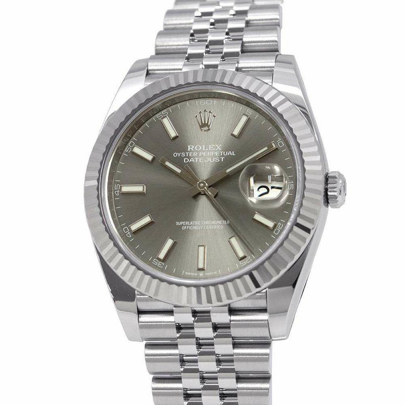 ロレックス デイトジャスト41 SS/K18WG ランダムシリアル ルーレット 126334 ROLEX 腕時計 スレート文字盤