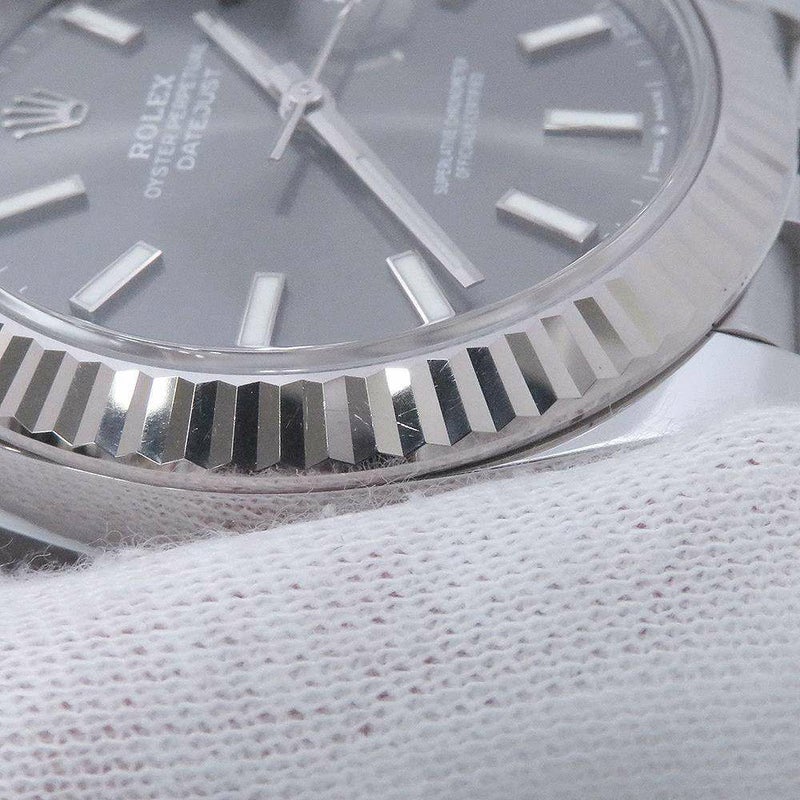 ロレックス デイトジャスト41 SS/K18WG ランダムシリアル ルーレット 126334 ROLEX 腕時計 スレート文字盤