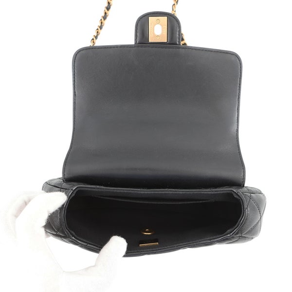 シャネル チェーンショルダーバッグ マトラッセ ココマーク トップハンドル ラムスキン AS4569 CHANEL 2way 黒