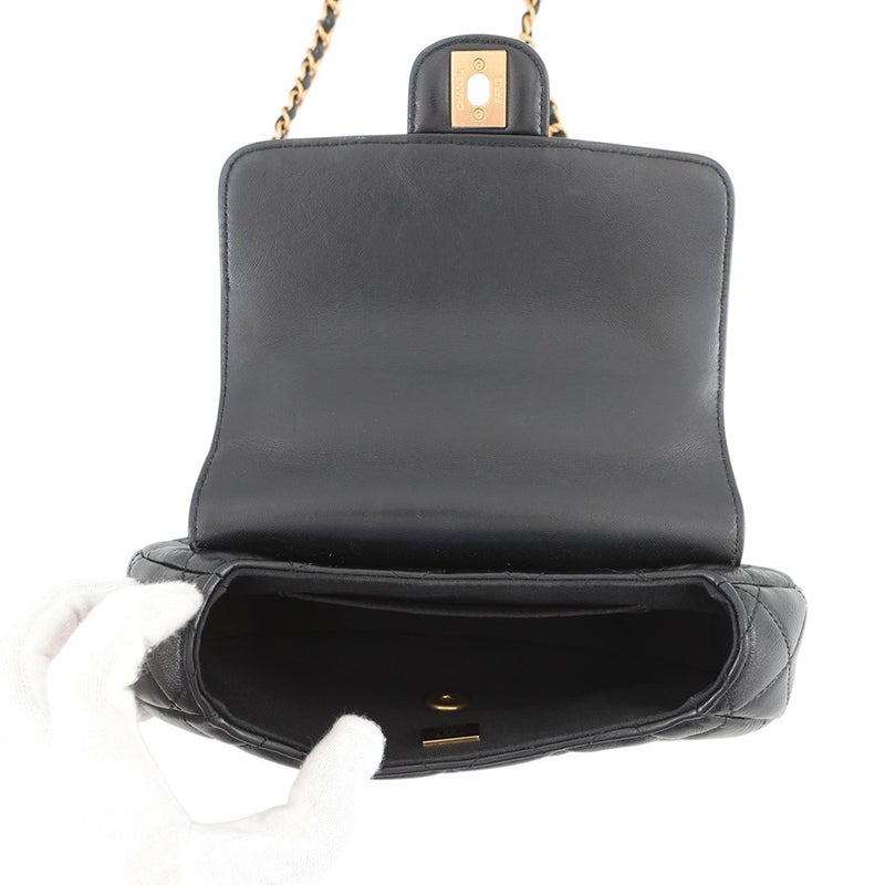 シャネル チェーンショルダーバッグ マトラッセ ココマーク トップハンドル ラムスキン AS4569 CHANEL 2way 黒