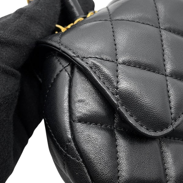 シャネル チェーンショルダーバッグ マトラッセ ココマーク トップハンドル ラムスキン AS4569 CHANEL 2way 黒