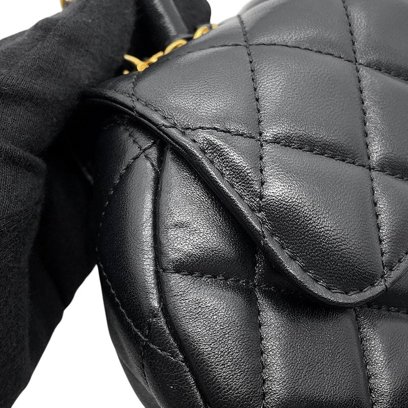 シャネル チェーンショルダーバッグ マトラッセ ココマーク トップハンドル ラムスキン AS4569 CHANEL 2way 黒