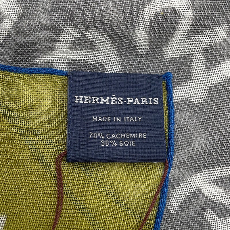 エルメス スカーフ カレH 140 カレジェアン カリグラフィ・エケストル Calligraphie Equestre カシミヤ シルク HERMES