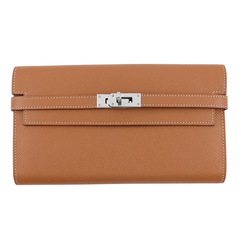 エルメス 長財布 ケリーウォレット ロング ゴールド/シルバー金具 エプソン D刻印 HERMES