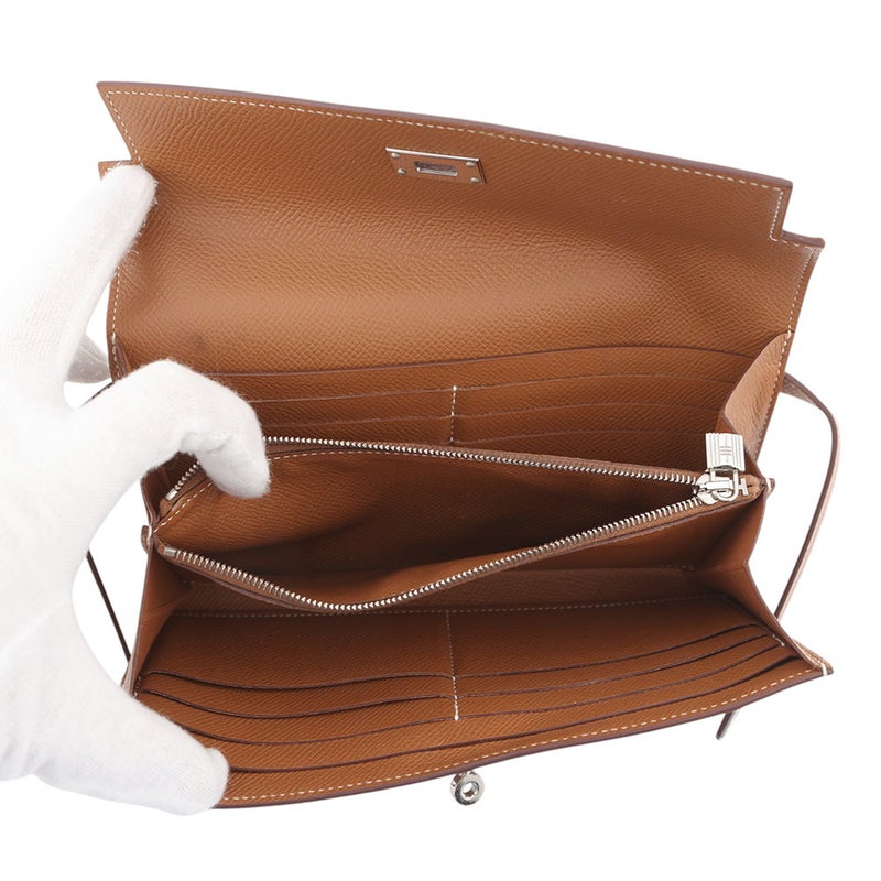 エルメス 長財布 ケリーウォレット ロング ゴールド/シルバー金具 エプソン D刻印 HERMES