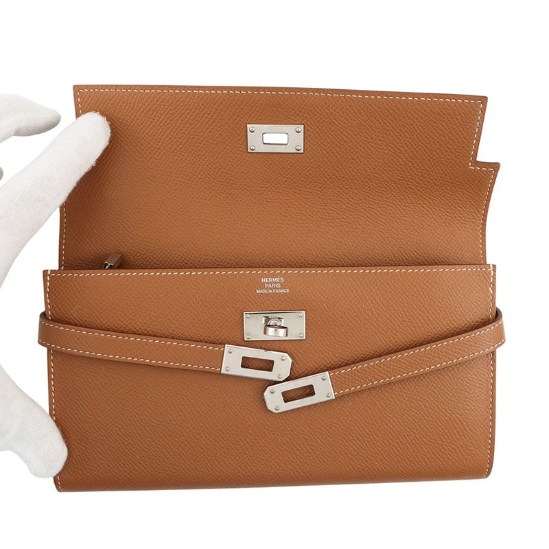 エルメス 長財布 ケリーウォレット ロング ゴールド/シルバー金具 エプソン D刻印 HERMES