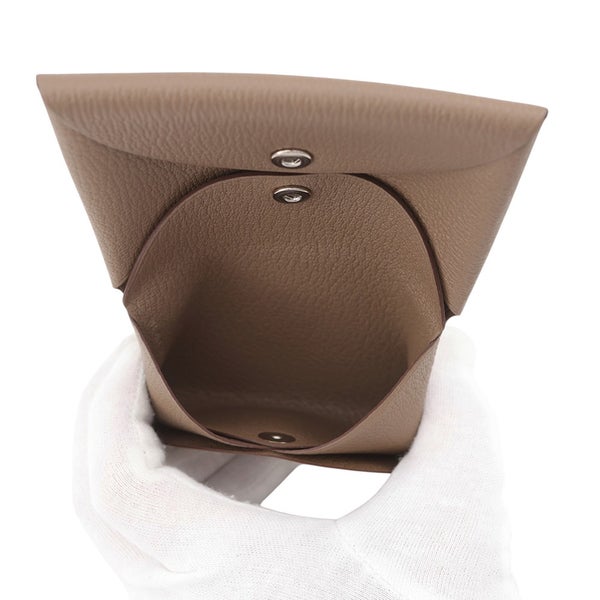 エルメス コインケース カルヴィ デュオ エトゥープ/シルバー金具 シェブルミゾル W刻印 財布
