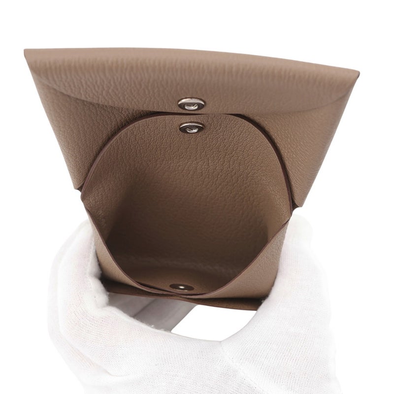 エルメス コインケース カルヴィ デュオ エトゥープ/シルバー金具 シェブルミゾル W刻印 財布