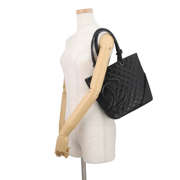 シャネル ハンドバッグ カンボンライン ココマーク ミディアムトート ラムスキン A25167 CHANEL バッグ 黒