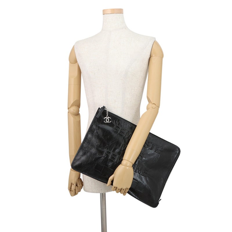 シャネル クラッチバッグ ココマーク レザー CHANEL バッグ セール品 黒