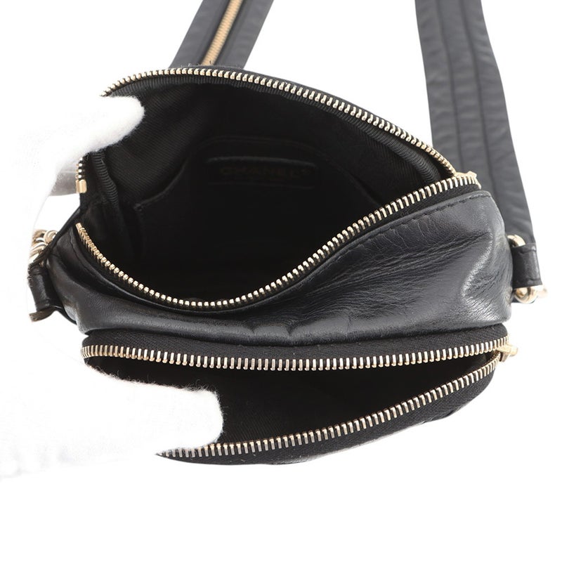 シャネル ショルダーバッグ ココマーク レザー CHANEL ミニバッグ 黒