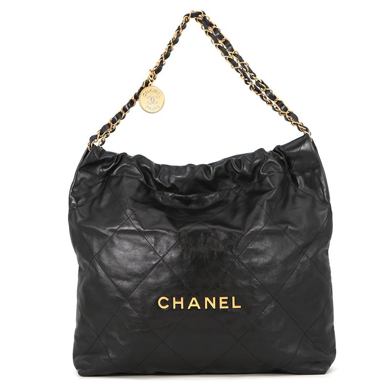 シャネル ハンドバッグ シャネル22 ミディアム シャイニーカーフスキン AS3261 CHANEL バッグ ショルダーバッグ 黒