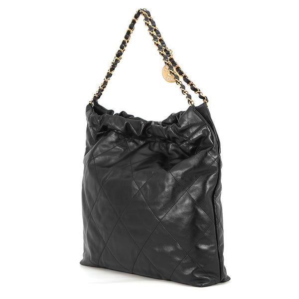 シャネル ハンドバッグ シャネル22 ミディアム シャイニーカーフスキン AS3261 CHANEL バッグ ショルダーバッグ 黒