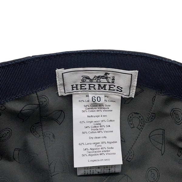 エルメス キャップ マイルス ジャンプ コットン ビスコース サイズ60 HERMES 帽子 黒 メンズ