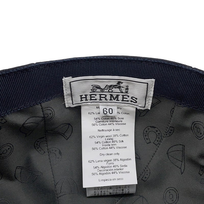 エルメス キャップ マイルス ジャンプ コットン ビスコース サイズ60 HERMES 帽子 黒 メンズ