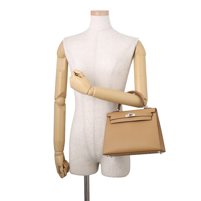 エルメス ハンドバッグ ケリー25 外縫い ビスキュイ/シルバー金具 エプソン K刻印 HERMES Kelly 2wayバッグ