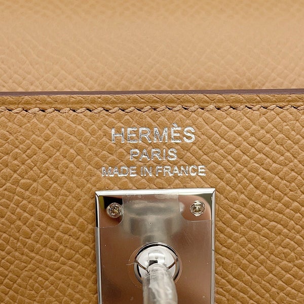 エルメス ハンドバッグ ケリー25 外縫い ビスキュイ/シルバー金具 エプソン K刻印 HERMES Kelly 2wayバッグ