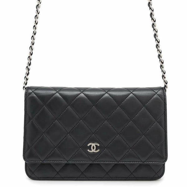 シャネル チェーンウォレット クラシック マトラッセ ココマーク ラムスキン AP0250 CHANEL 財布 黒