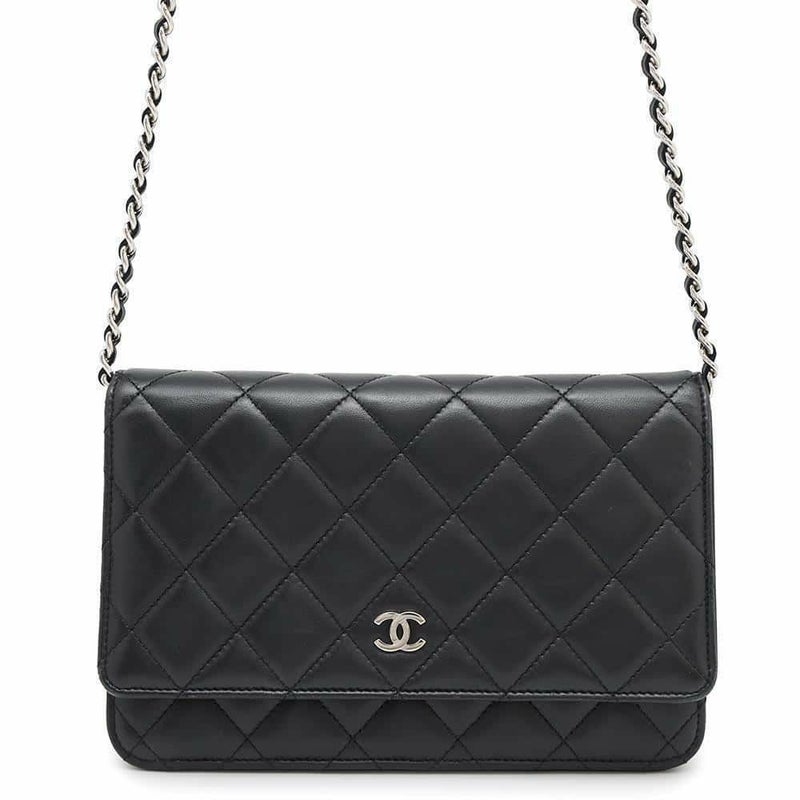 シャネル チェーンウォレット クラシック マトラッセ ココマーク ラムスキン AP0250 CHANEL 財布 黒