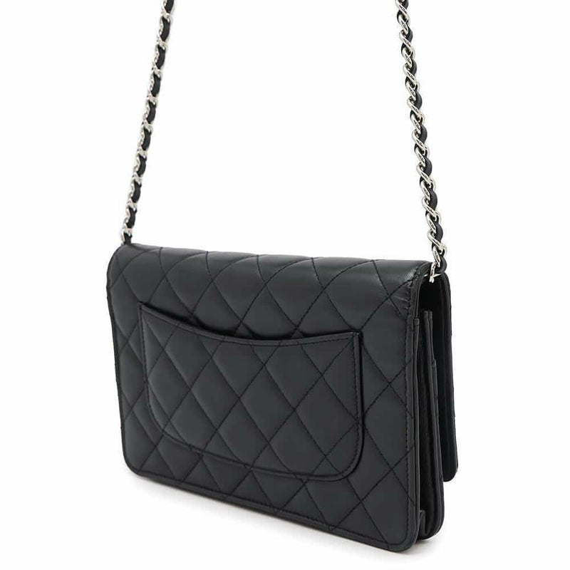 シャネル チェーンウォレット クラシック マトラッセ ココマーク ラムスキン AP0250 CHANEL 財布 黒