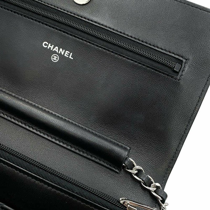 シャネル チェーンウォレット クラシック マトラッセ ココマーク ラムスキン AP0250 CHANEL 財布 黒