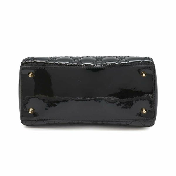 ディオール ハンドバッグ レディディオール カナージュ ミディアム パテント M0565OWCB 2way 黒