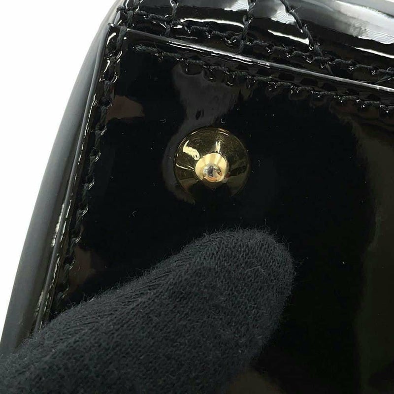 ディオール ハンドバッグ レディディオール カナージュ ミディアム パテント M0565OWCB 2way 黒