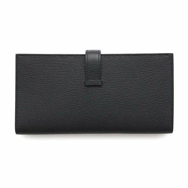 エルメス 長財布 ベアンスフレ ブラック/シルバー金具 シェブルミゾル B刻印 財布 シェーブル 黒