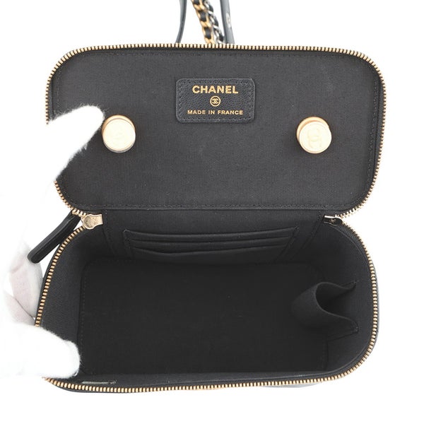 シャネル チェーンショルダーバッグ  バニティ マトラッセ ココマーク ラムスキン AP2550 CHANEL ヴァニティ 黒