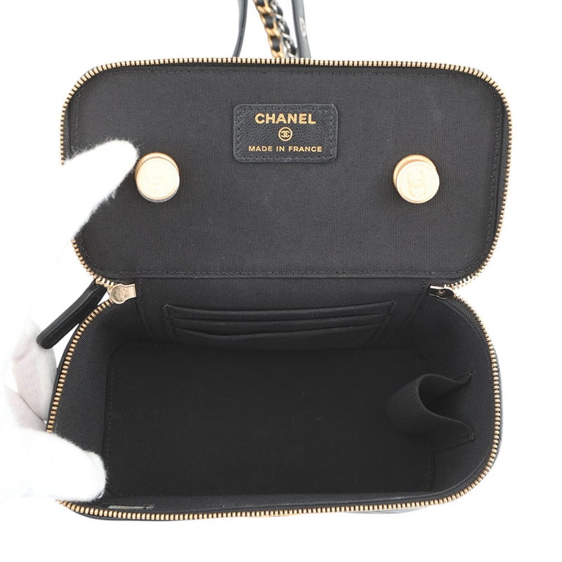 シャネル チェーンショルダーバッグ  バニティ マトラッセ ココマーク ラムスキン AP2550 CHANEL ヴァニティ 黒