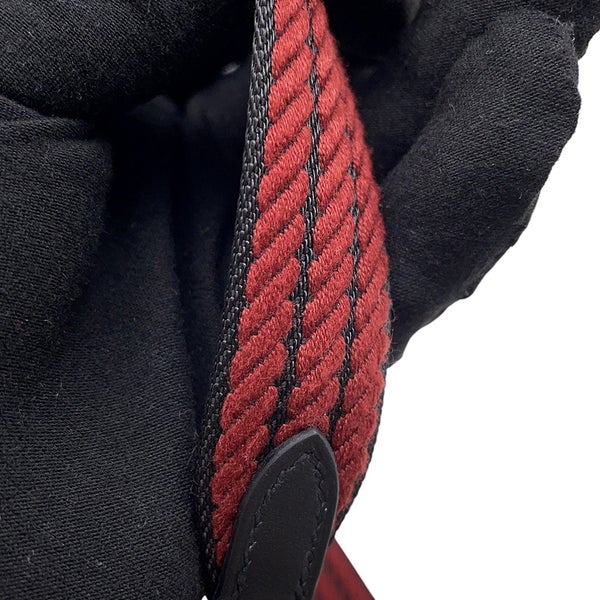 エルメス ショルダーストラップ バンドリエール サングル コルダージュ ルージュアッシュ/ブラック/シルバー金具 K刻印 黒