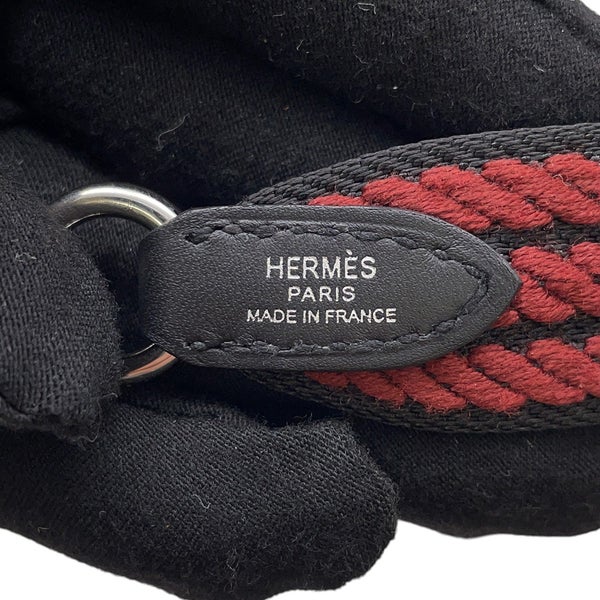 エルメス ショルダーストラップ バンドリエール サングル コルダージュ ルージュアッシュ/ブラック/シルバー金具 K刻印 黒