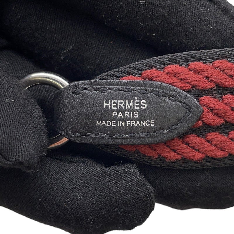 エルメス ショルダーストラップ バンドリエール サングル コルダージュ ルージュアッシュ/ブラック/シルバー金具 K刻印 黒