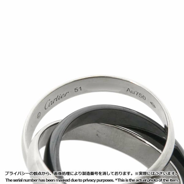 カルティエ リング トリニティ K18WGホワイトゴールド ブラックセラミック リングサイズ51 Cartier 指輪