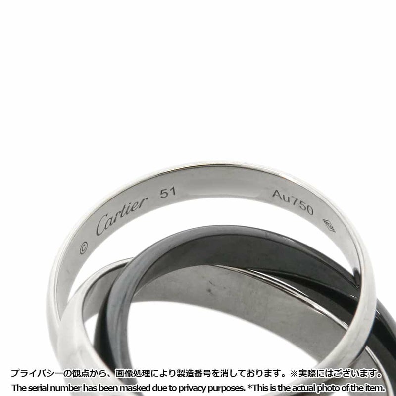 カルティエ リング トリニティ K18WGホワイトゴールド ブラックセラミック リングサイズ51 Cartier 指輪