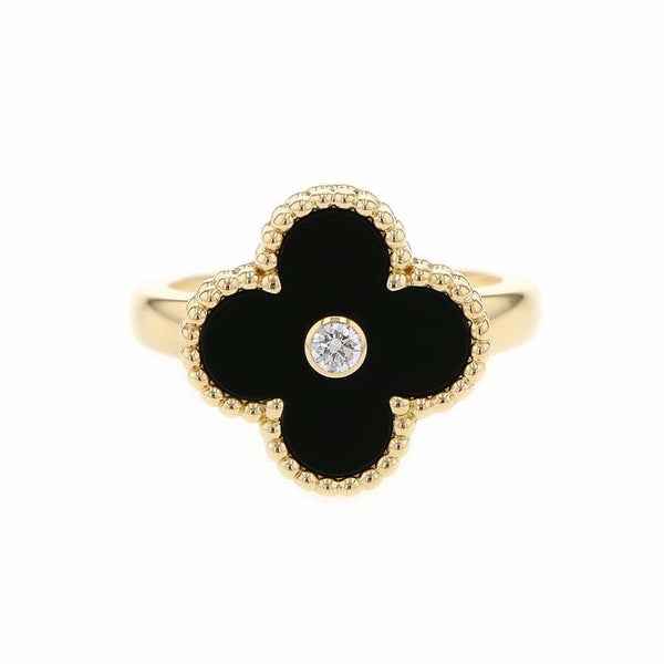 ヴァンクリーフ&アーペル リング ヴィンテージ アルハンブラ リング オニキス ダイヤ 1P 0.05ct リングサイズ51 VCARA41051