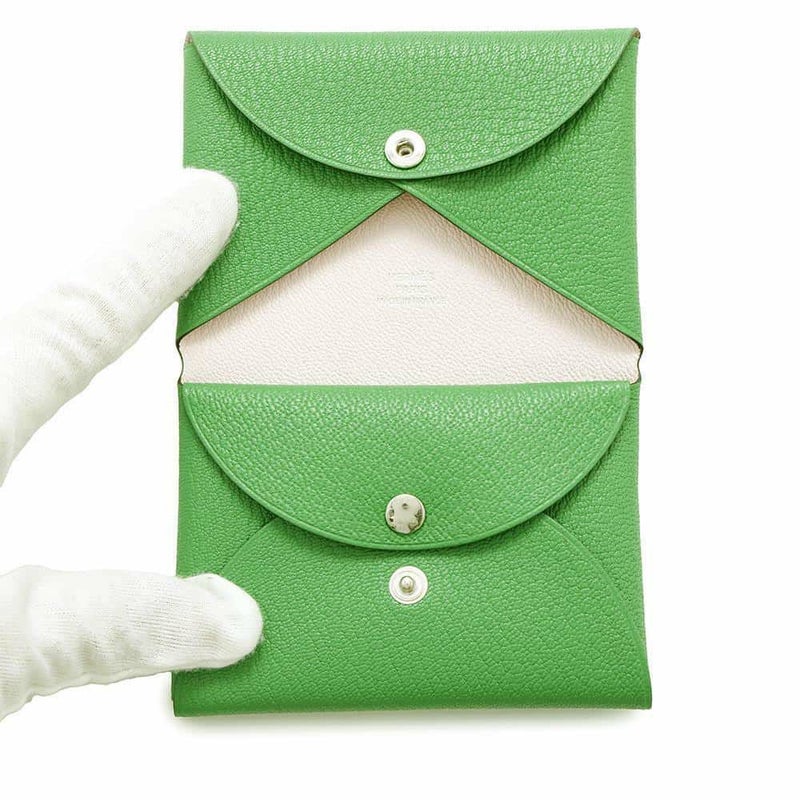 エルメス コインケース カルヴィ デュオ ヴェルソ バンブー/ローズダーリン/シルバー金具 シェブルミゾル W刻印 財布