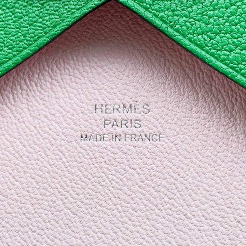 エルメス コインケース カルヴィ デュオ ヴェルソ バンブー/ローズダーリン/シルバー金具 シェブルミゾル W刻印 財布