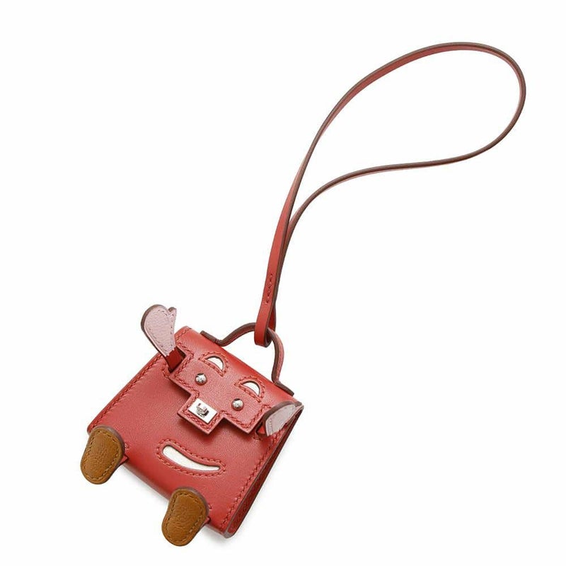 エルメス チャーム ビジュードサック ケリードール サンギンヌ/ナタ/ローズサクラ/キャラメル/シルバー金具 タデラクト/シェブルミゾル Z刻印