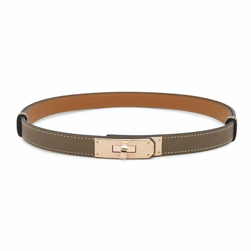 エルメス ケリーベルト エトゥープ/ピンクゴールド金具 エプソン W刻印 HERMES べルト