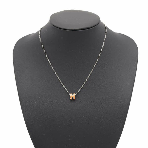 エルメス ネックレス ミニ・ポップアッシュ オレンジ/シルバー金具 HERMES アクセサリー