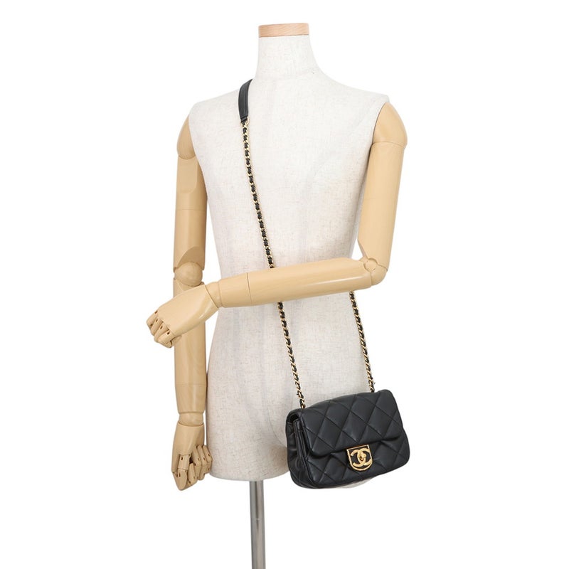シャネル チェーンショルダーバッグ マトラッセ ココマーク ラムスキン AS3473 CHANEL フラップ バッグ 黒