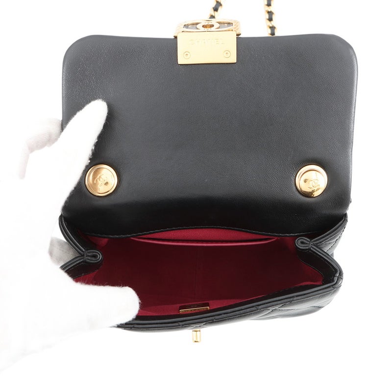 シャネル チェーンショルダーバッグ マトラッセ ココマーク ラムスキン AS3473 CHANEL フラップ バッグ 黒
