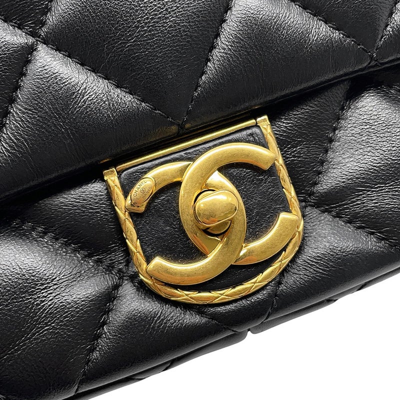 シャネル チェーンショルダーバッグ マトラッセ ココマーク ラムスキン AS3473 CHANEL フラップ バッグ 黒