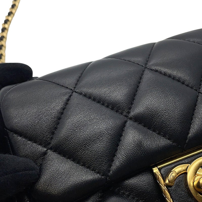 シャネル チェーンショルダーバッグ マトラッセ ココマーク ラムスキン AS3473 CHANEL フラップ バッグ 黒